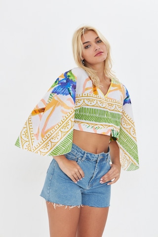 Kutaf Yeşil Bohem Crop Bluz Yeşil