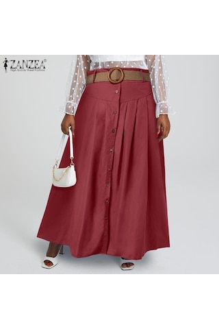 Zanzea Kadın Yaz Rahat Düz Renk Şalvar Uzun Etekler Kraliyet Mavisi