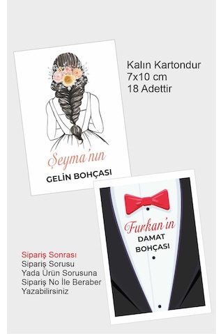 Gelin Damat Bohçası Kartları, Gelin Çeyiz Bohça Kartı, Bohça Kart