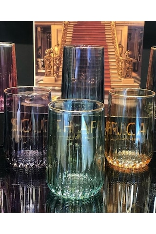 Alfafe Home Diamond Renkli Kahve Yanı 6lı Su Bardağı Renkli
