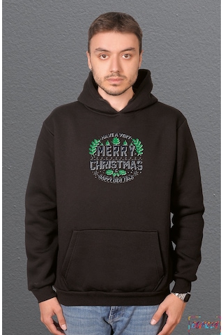 Bumeta Have A Very Merry Christmas Green Sweatshirt Unisex Kapüşonlu Hoodie Siyah