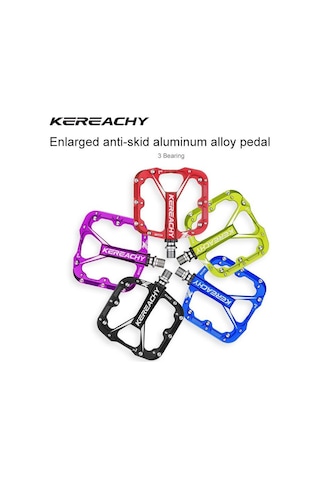 Kereachy 3 Rulmanlı Alüminyum Alaşımlı Mtb Freeride Bmx Geniş Platform Bisiklet Pedalı Yeşil
