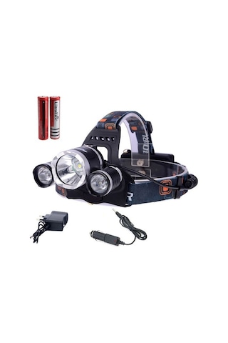 Fbi F5000 Kafa Feneri 5000 Lumens 3xcree Xm-T6+2r5 Lamba Led K... Siyah