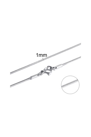 Rua Jewelry Yuvarlak Yılan Model Zincir Paslanmaz Çelik Kolye Gümüş 1 M