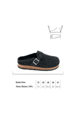 Gezer Kışlık Mantar Taban Tokalı Ayarlanabilir Kadın Ev Terliği Antrasit