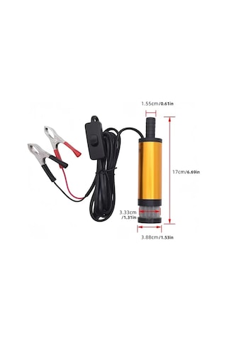 Xuweiwei 1 Bilgisayar 12v Dc Taşınabilir Su Pompası Alüminyum Altın Kabuk Yakıt Transfer Pompası