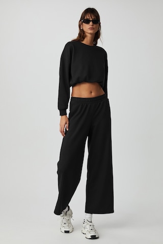 DEWANNA Kadın Uzun Kollu Crop Siyah Eşofman Takımı