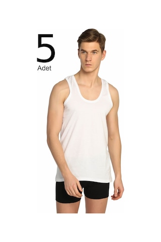 Tutku Erkek Beyaz 5'li Paket Klasik Atlet Elf568t0101ccm5 Beyaz