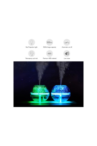 Leezsing 500ml Büyük Kapasiteli Soğuk Sis Nemlendirici Esansiyel Yağ Difüzörü Starlight Projeksiyon Gece Lambası