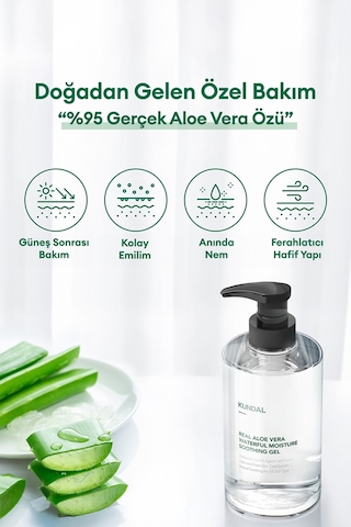 Hyaluronik Asitli Nemlendirici Aloe Vera Jeli Kundal Real Aloe Vera Waterful Moisture Shooting Gel