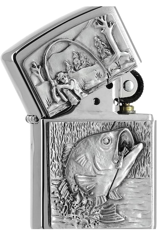 Zippo Bass Fishing Logo Açık Gri - Füme