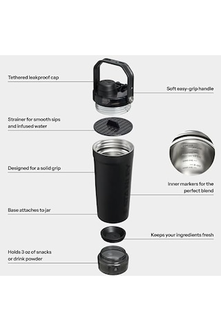 The Vitalize Shaker Black 20 Unisex Siyah Termos .