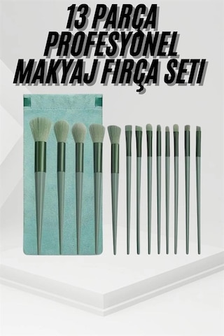 13 Parça Taşınabilir Kılıflı Profesyonel Makyaj Fırça Seti Pudra Allık Fondöten Fırçası 00144075