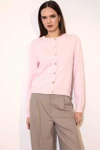 Defacto Regular Fit Bisiklet Yaka Triko Hırka G8679ax26sppn344 Pembe-pn344