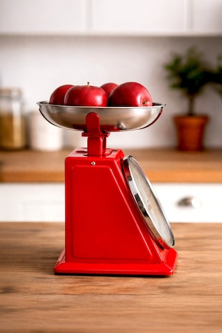 90 S Style Retro Analog Mutfak Terazisi 2 Kg Kapasiteli Mutfak Tartısı Kırmızı