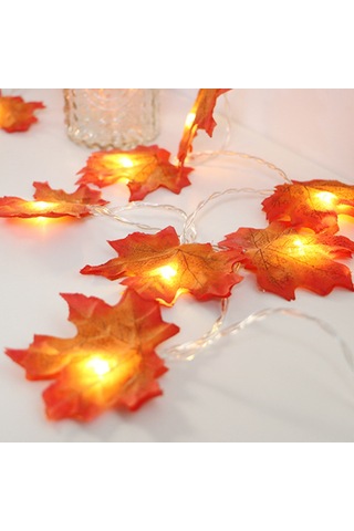 Yaozixa 4m 40 Led Akşamcıklı Maple Yapraklı Işık Zinciri, Pil Beslemeli Pil Yok , Ip43 Su Geçirmez, Dışarı-içeri Dekorasyon, Sabit Ve Yanıp-sönen Mod Diğer