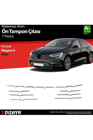 S-Dizayn  Renault Megane 4 Krom Ön Tampon Çıtası 7 Prç. 2020 Üzeri