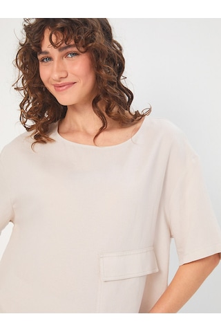 Faik Sönmez Kadın Önü Cep Detaylı Dokuma Bluz U68182 Siyah
