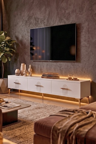Tsa1815b - İda Tsa180 Tv Stand, Tv Sehpası Ve Tv Ünitesi Beyaz 180cm