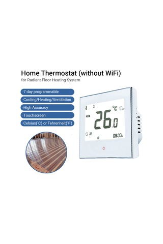 Moveevo Bht-1000-gb Beyaz Radyant Isıtma Termostati, 5+1+1 Günlük Programlama, Akıllı Dokunmatik Kontrol, Wifi Olmadan