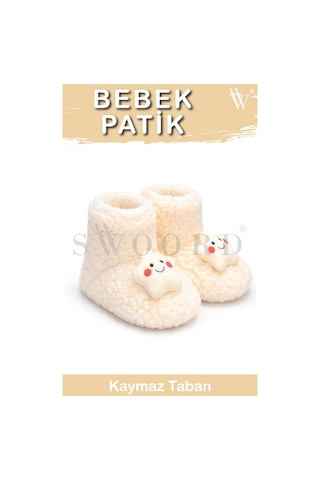 Swoord Peluş Astarlı Ve Yüzeyli Kaydırmaz Taban Çocuk Patik Çocuk Panduf Bej