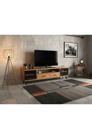 Raweyn Style Doğal Ahşap Tv Ünitesi - 230cm Açık Ceviz