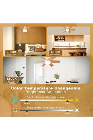 Neevoyu 2-in-1 Fenerli Vantilatör, 3 Hızlı Fan, 10-100% Parlaklık Ve 3 Renk Tonu Ayarı, Kumandalı, 85-265v, 6 Blades Pil Yok