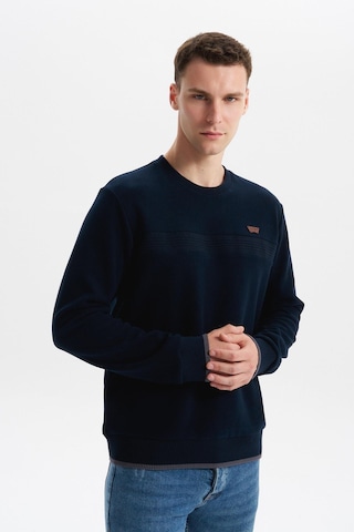 AR-MA Arma Erkek Regular Fit Selanik Sweatshirt Kazak Karbon Fırçalı, Bisiklet Yaka, Pamuk Polyester, Süs Etiketli K30124697802 Lacivert