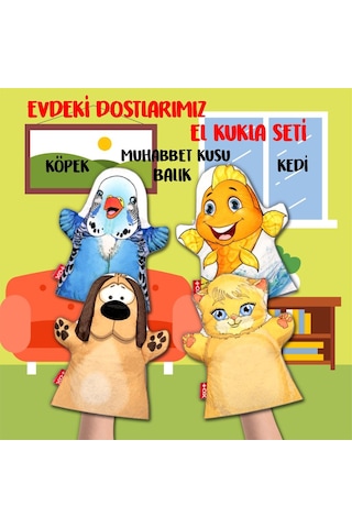 4 Parça Tox Evdeki Dostlarımız El Kukla Set Eğitici Oyuncak