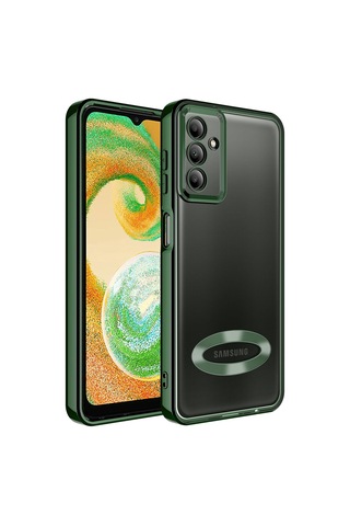 Zore Galaxy Uyumlu A14 Kılıf Kamera Korumalı Logo Gösteren Omega Kapak - Koyu Yeşil Koyu Yeşil