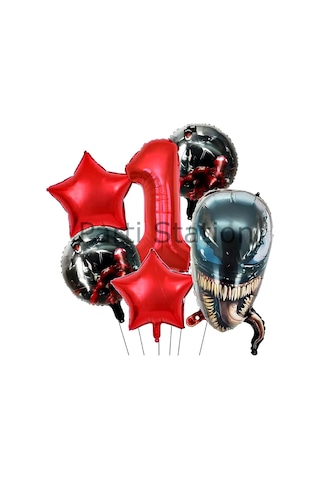 Zehirli Öfke Venom 4 Yaş Doğum Günü Balon Set Venom Kırmızı Konsept Doğum Günü Parti Balon Set 1