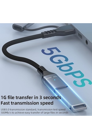 2 İn 1 5gbps Type-c And 8 Pin To Usb 3.0 Otg Adaptör Telefon Ve Notebook Uyumlu Ads-619 Acı Kahverengi