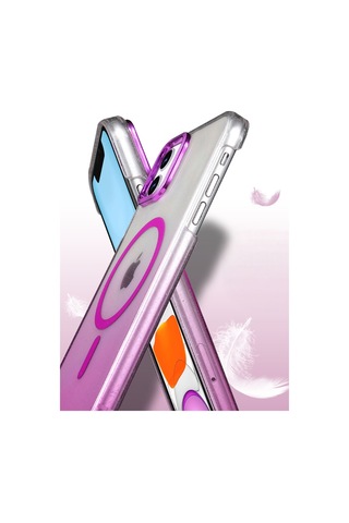 Apple iPhone Uyumlu 12 Glossy Magsafe Kapak - Pembe