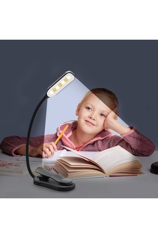 Youtek Kitap Işığı Usb Şarjlı - Dokunmatik Anahtar, 3 Seviye Parlaklık, Esnek Işık Tüpü, Gece Işığı Modu, 600mah Dahili Batarya Siyah