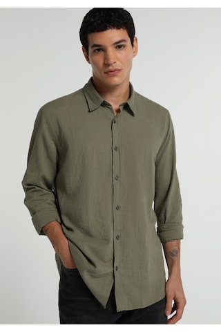 Colin's Colins Regular Fit Shirt Neck Düz Erkek Yeşil Uzun Kol Gömlek Cl1082053 Q1.v1 Sag Çok Renkli