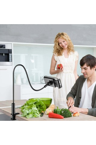 Symbee 4-10 İnç Telefon/tablet İçin 360 Dönebilen Yatak Odası Gooseneck Tutucu - Kolay Kurulum, Sabit Clip Ve Esnek Boru