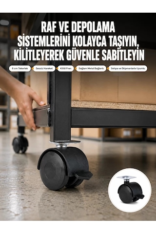 6 Cm Kilitli Tekerlek Ayak 4 Adet Sehpa Ve Ekipman Uyumlu Belirtilmemiş