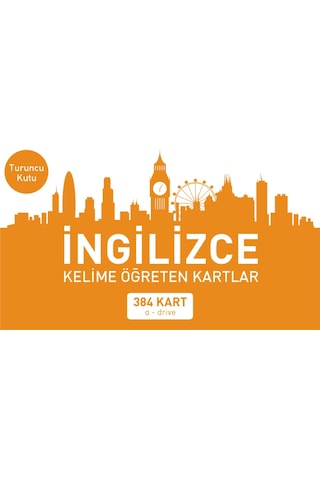İngilizce Kelime Öğreten Kartlar - Turuncu Kutu - 384 Kart- Mavi Kelebek