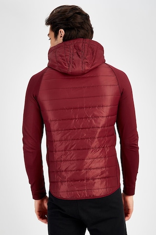 Maraton Sportswear Slimfit Erkek Kapşonlu Uzun Kol Basic Bordo Ceket 17425 Bordo