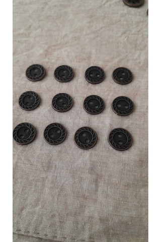 Antık Bakır Metal Düğme 12 Mm 12 Adet