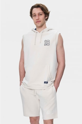 Ucla Hewıtt Kemik Rengi Nakışlı Sıfır Kol Sweatshırt Oversize Erkek Sweatshirt Kemik Rengi Kemik