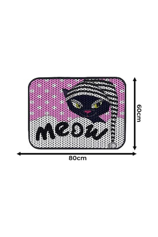 Büyük Boy Renkli Desenli Elekli Kedi Tuvalet Önü Paspası 60 X 80 Cm Büyük Pembe - 834019634