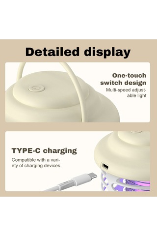 Maiyame Şarj Edilebilir Led Işıklı Sivrisinek Ve Sinek Tuzağı, İç Ve Dış Mekanlar İçin Çok Amaçlı Gece Lambası Haki