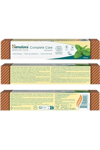 Himalaya Botanique Plak Karşıtı Komple Bakım Diş Macunu 75ml Ecocert Cosmos Sertifikalı Organik Aktif, Nane Aromalı Florür Ve Gluten İçermez