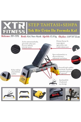 Xtr Fitness Ayarlanabilir Bench Sehpası Ve Step Tahtası