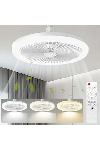 Xuweiwei Beyaz E27 Uzaktan Kumandali Led Tavan Fanli Lamba 3 Hiz 3 Renk 17 Mod E27 E26
