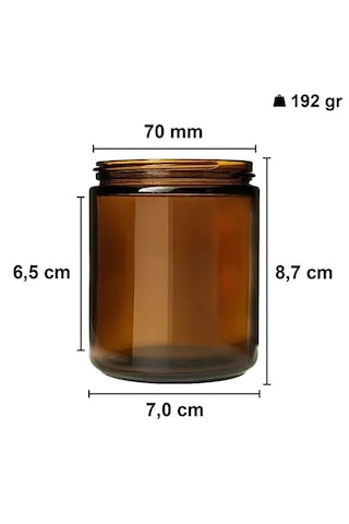Rotanev 3 Adet 210 ml Cam Kavanoz Amber Mumluk 210 Cc Metal Siyah Kapaklı Mum Kavanozu Kahverengi