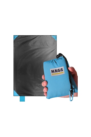 Haegs Cep Yer Örtüsü, Piknik Örtüsü Kamp Matı, Plaj Yer Örtüsü, Su Geçirmez, Kum Tutmaz, Hızlı Kurur, Hafif, Katlanabilir İnce Zemin Örtüsü Outdoor Açık Hava Kamp Yürüyüş Seyahat İçin - El Askılı - 180-150cm - Mavi