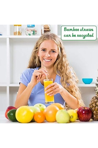 10 Adet Doğal Bambu Pipet 20 Cm Çevreyle Dost Sağlıklı Bamboo