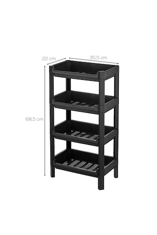 Porsima Org-74-ecom 4 Katlı Düzenleyici-banyo Mutfak Organizer Raf Siyah